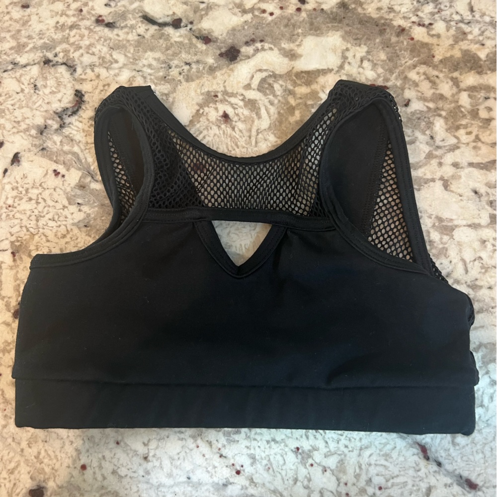 FIVE dancewear black sports bra. Youth large.